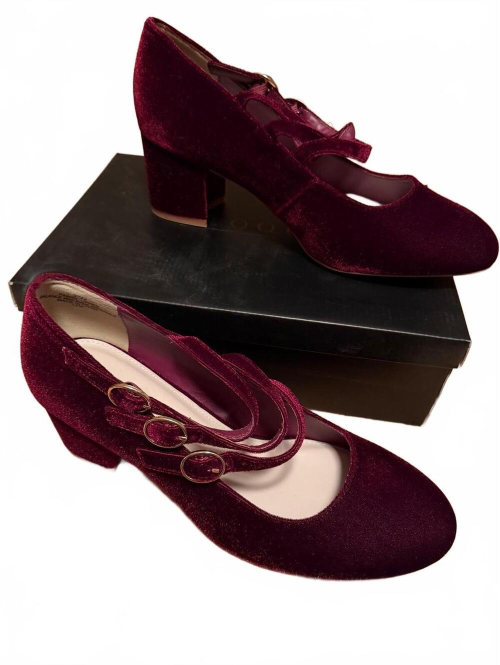 NIB ELOQUII Royal Red Velvet Mary Janes Size 12